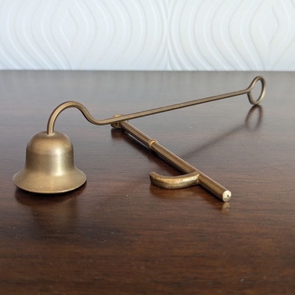 Vintage Brass Candle Snuffer & Brass Hook From A Vintage Oil Lamp - Picture 1 of 3